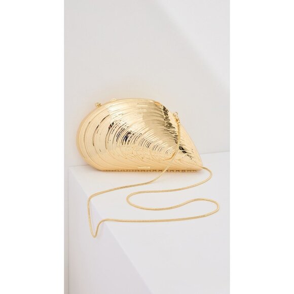 Bridget Oyster Shell Clutch in Gold Womens Bag Shoulder - Picture 1 of 14